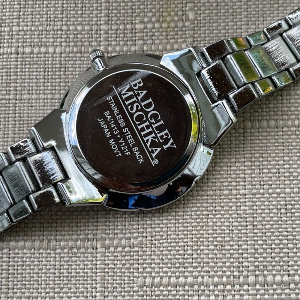 Badgley Mischka Ladies Watch Silver Tone Crystals Accent Analog Quartz Watch Box - Picture 11 of 12